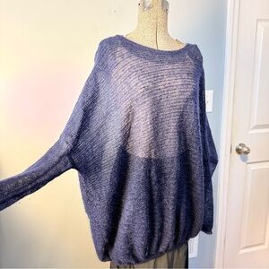 Zara Kid Mohair Knit oversized Sweater navy M